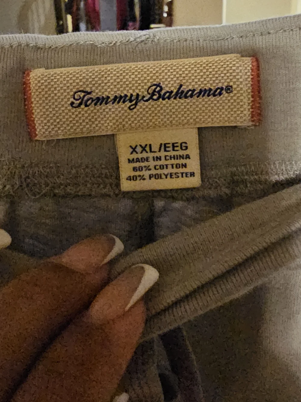 Tommy Bahama Taupe Drawstring Joggers with Red Logo Accent